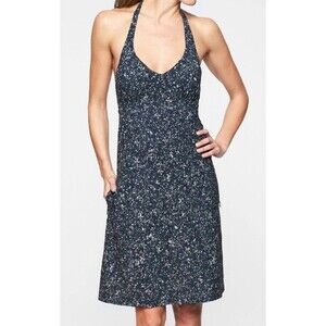 Athleta Pack Anywhere Summer‎ Sandstone Navy Dress Wrinkle Resistent Halter 16